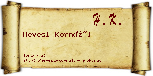 Hevesi Kornél névjegykártya